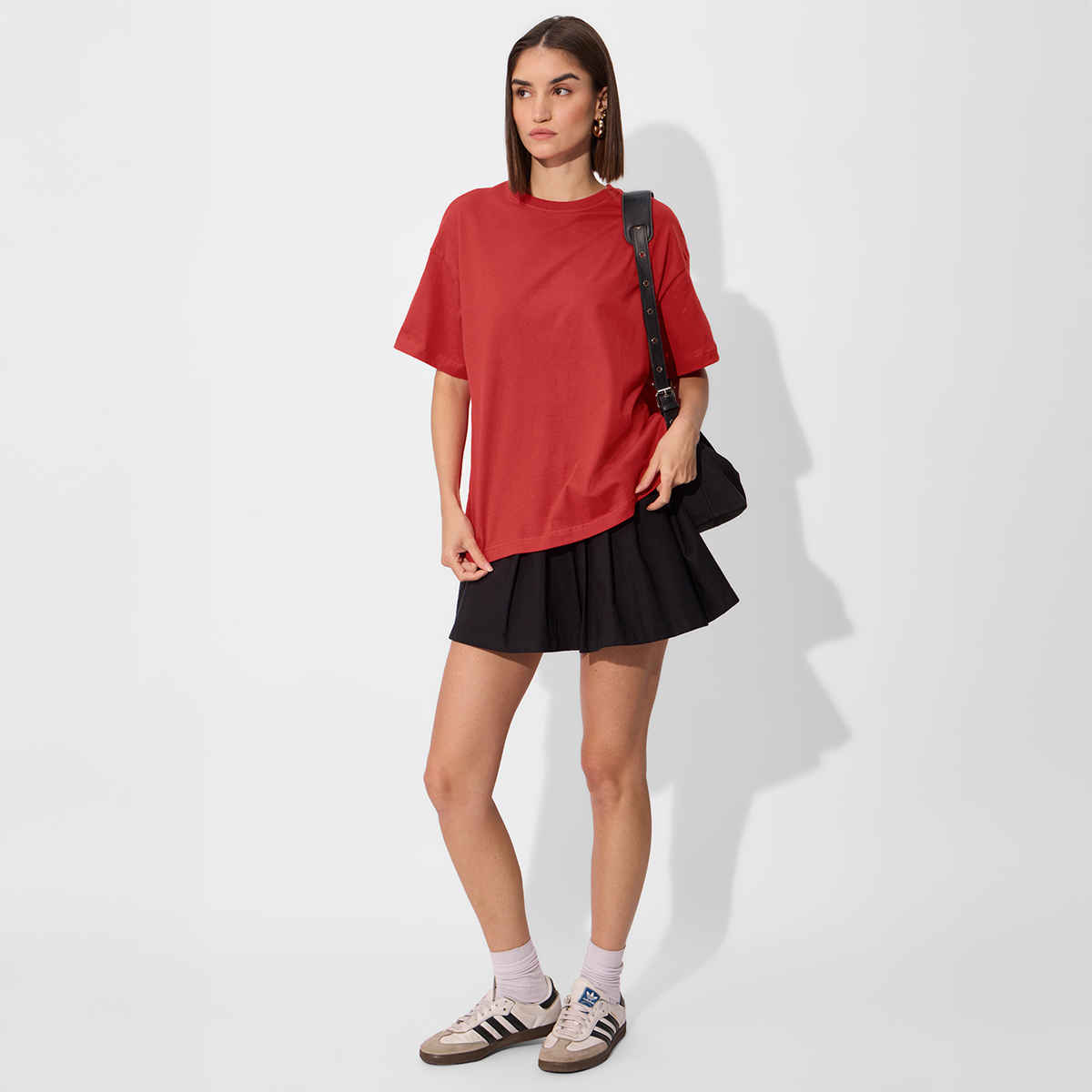 The Souled Store Solids- Rouge Red Women Oversized T-Shirts, Red, XS