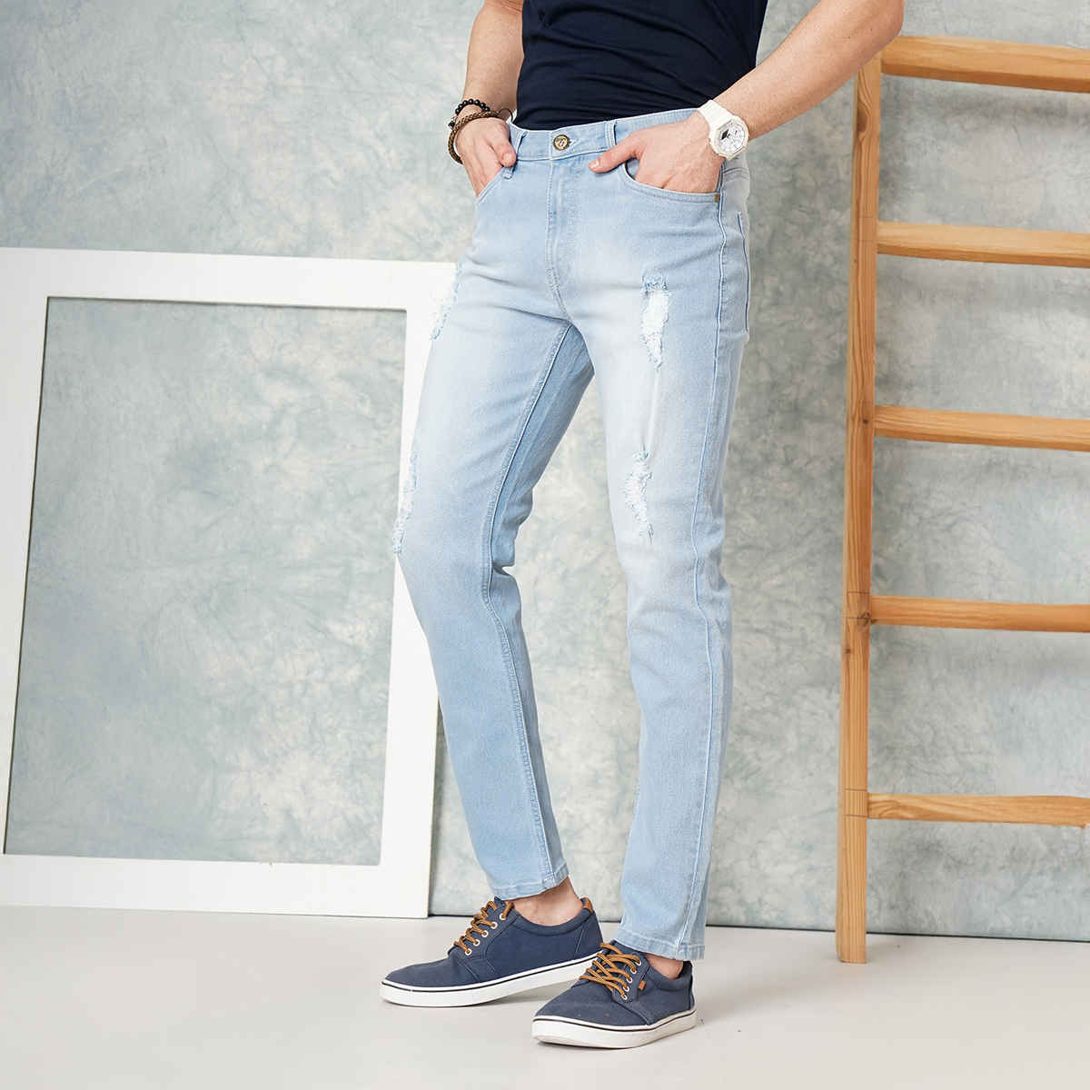 The Indian Garage Co Slim Fit Casual Jeans | Blue - 34