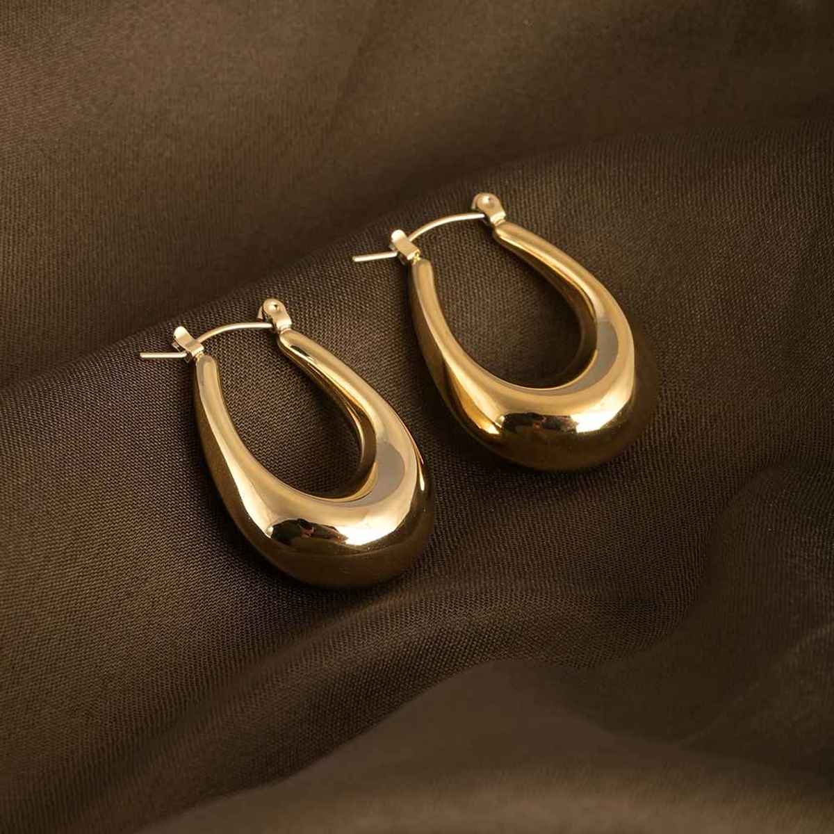 Palmonas U-Shaped Chunky Earrings For Womens | Waterproof And Anti-Tarnish