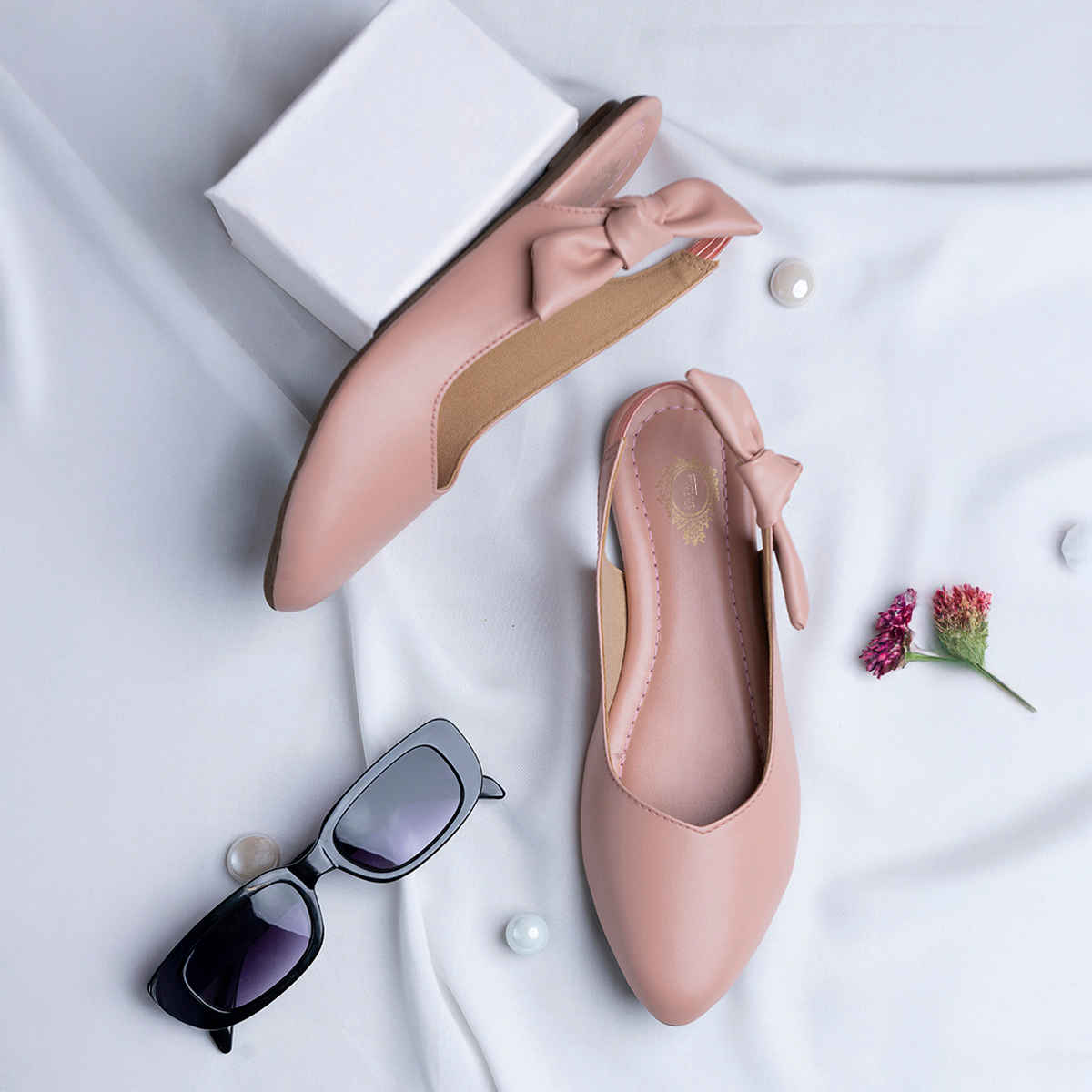 Shoetopia Casual Side Bow Detailed Pink Flat Belly For Women | UK 4