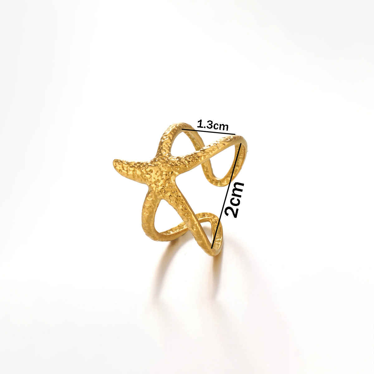 Label She Gold Plated Stainless Steel Star Themed Contemporary Ring | LS-RNG-72189