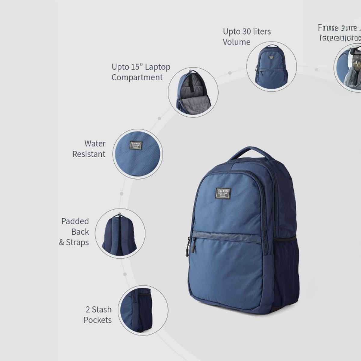 Teakwood Unisex Leathers Vasily Backpack | Navy - 30 L