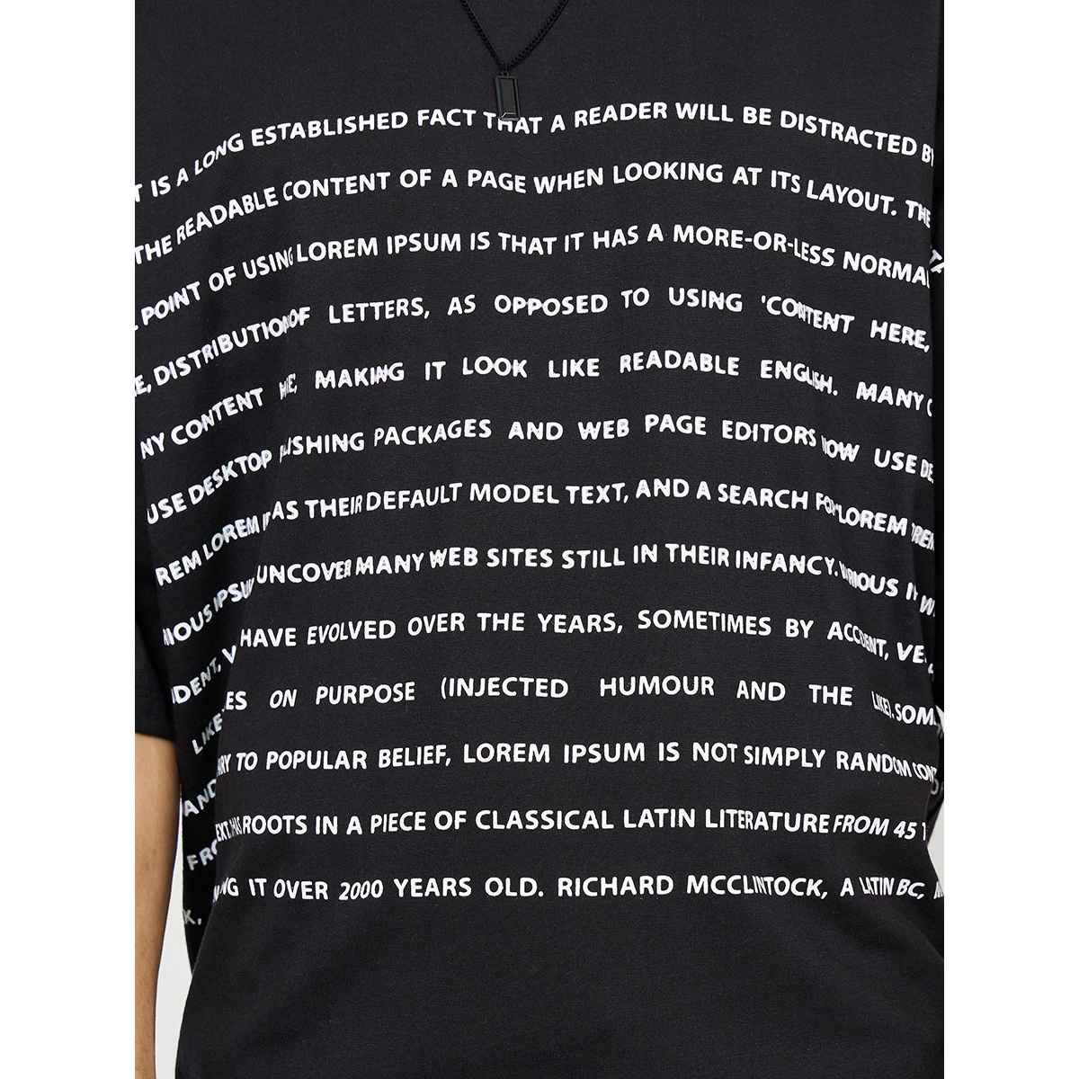 Styli Men's Boxy Fit Tee with Front and Back Text Print | Black - L