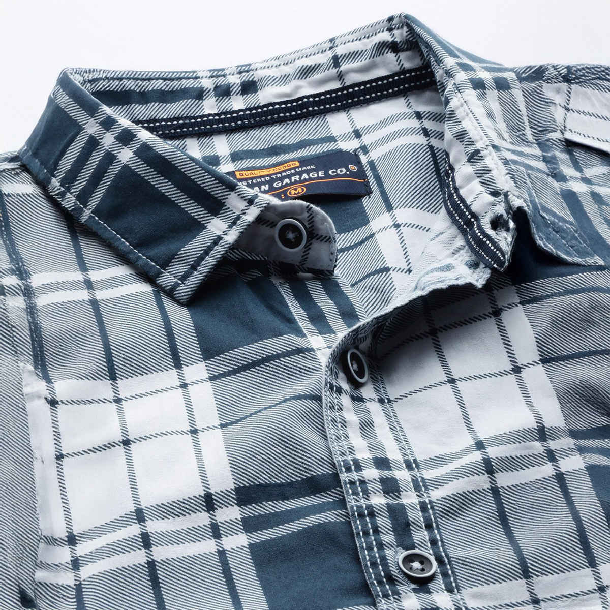 The Indian Garage Co Men's Slim Fit Checked Casual Shirt | White - S