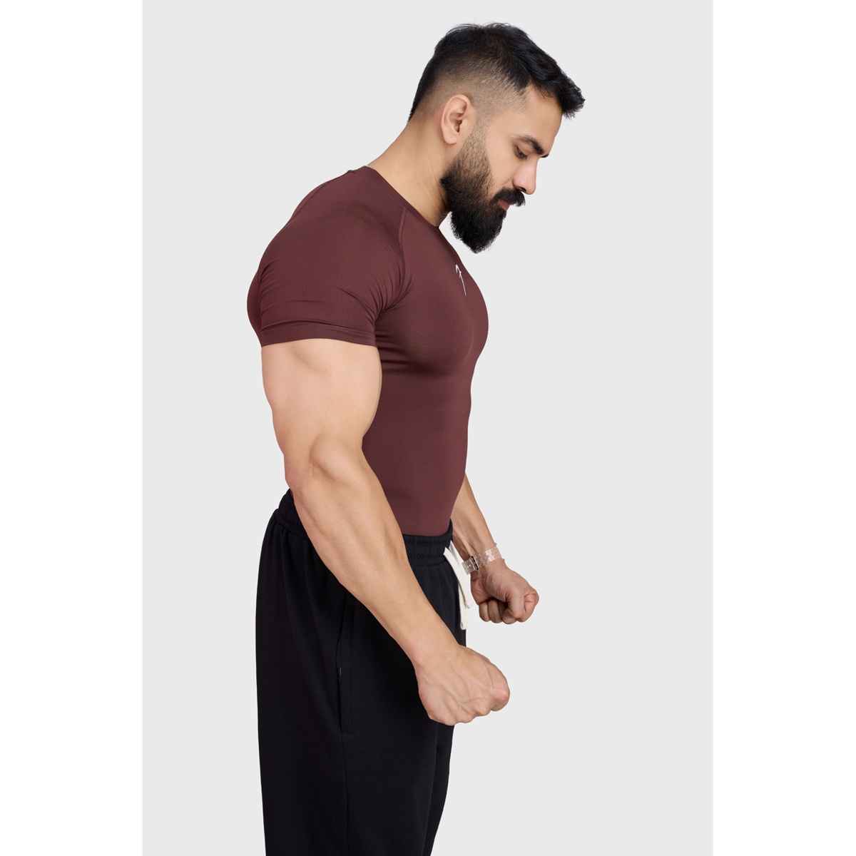 Fuaark Men's Compression GYM T-shirt | Brown - L