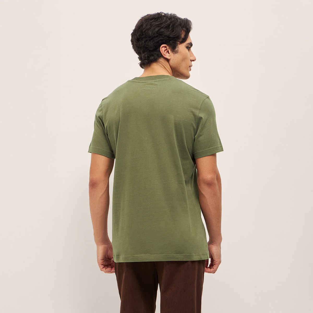 The Bear House Men Relax Fit Solid T-shirt - Poli | Olive | XXL