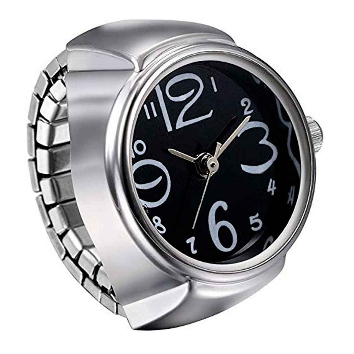 Fashion Frill Women's Watch Rings Black Adustable