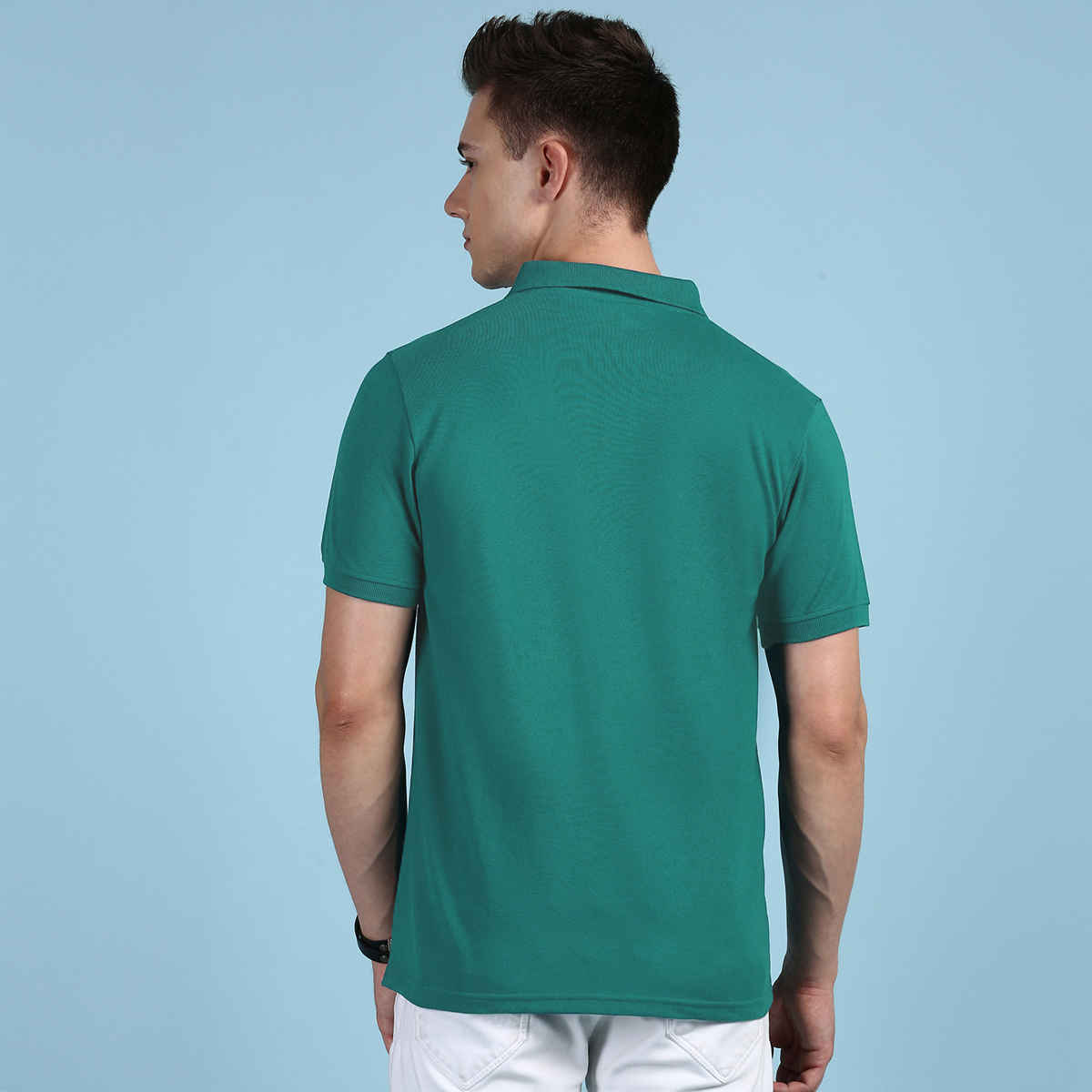 Lux Cozi Men's Solid Cotton Polo T-shirt with Pocket | Sea Green - M