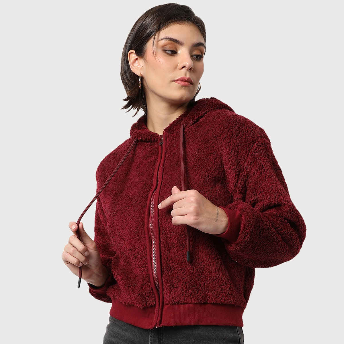Campus Sutra Women's Hoodie | Wine - L