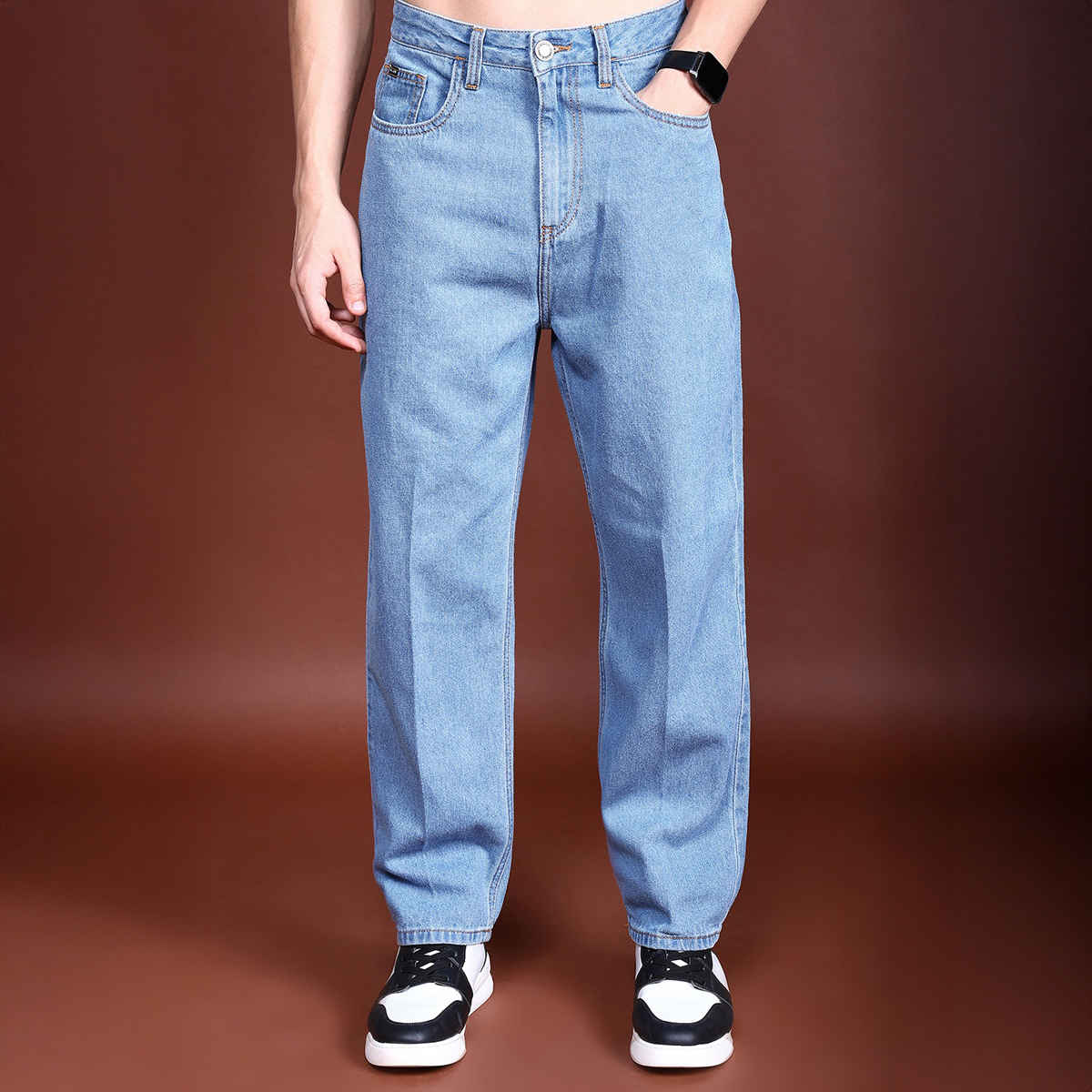 HIGHLANDER Men's Cotton Low-Rise Relaxed Fit Jeans | Blue - 34