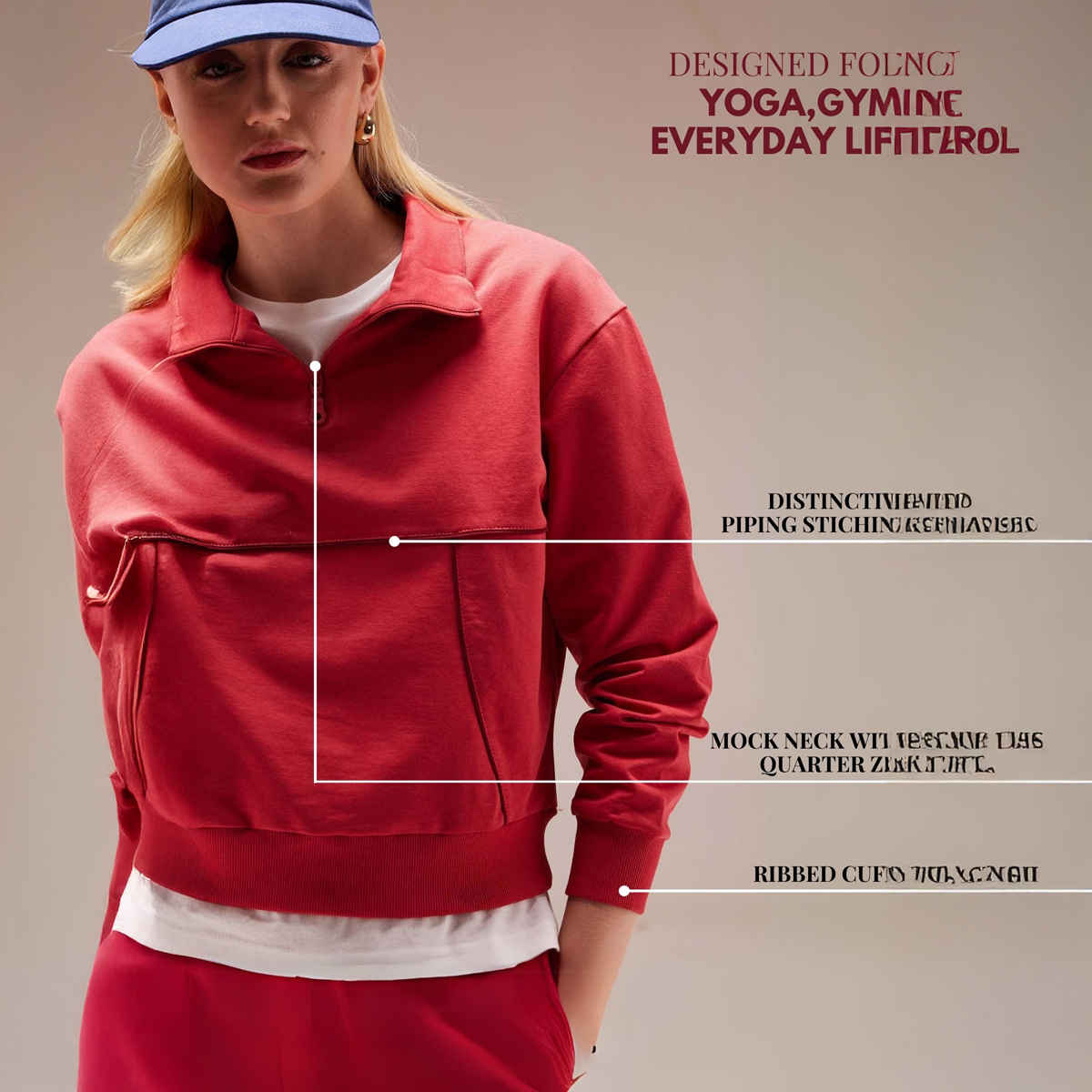 Cava Women's Sweatshirt Urban Q-zip | Red - XL