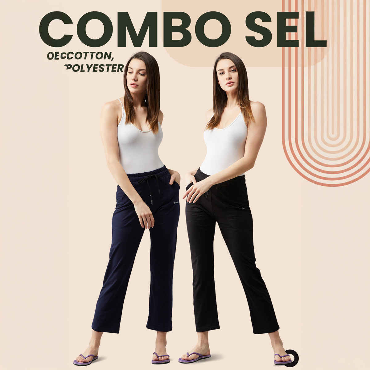 Blinkin Women's Cotton Track Pants With Side Pockets | Black Navy - 2Xl