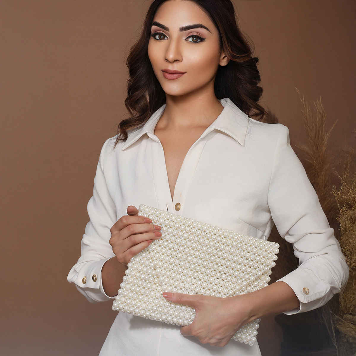 Priyaasi Women's Fabric Sling Bag | White