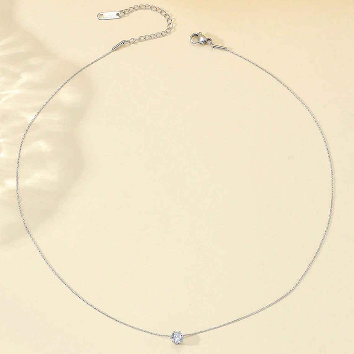 LabelShe Silver Plated Stainless Steel CZ Studded Pendant Necklace | LS-PS-26450