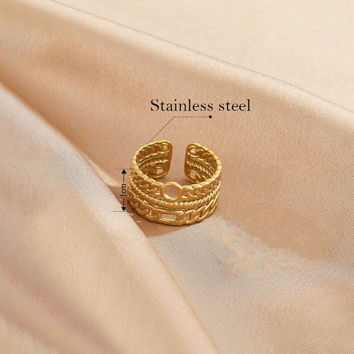 Label She Gold-Plated Stainless Steel Contemporary Adjustable Ring | LS-RNG-72198