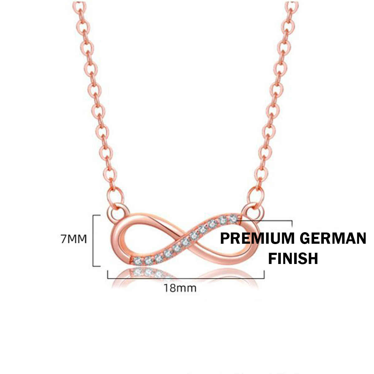 Designs & You Rose Gold Plated American Diamond Studded Infinity Shape Korean Pendant | 1 pack