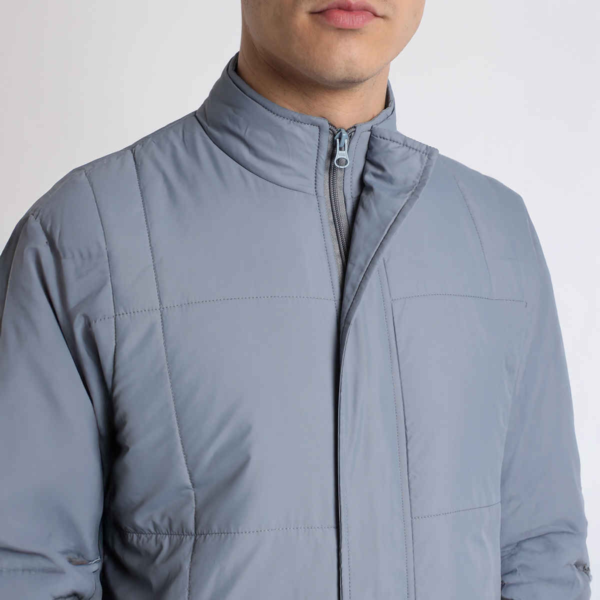 Dennis Lingo Men's High Neck Regular Fit Solid Blue Jacket | Dlmjkw23014 - Bl | S