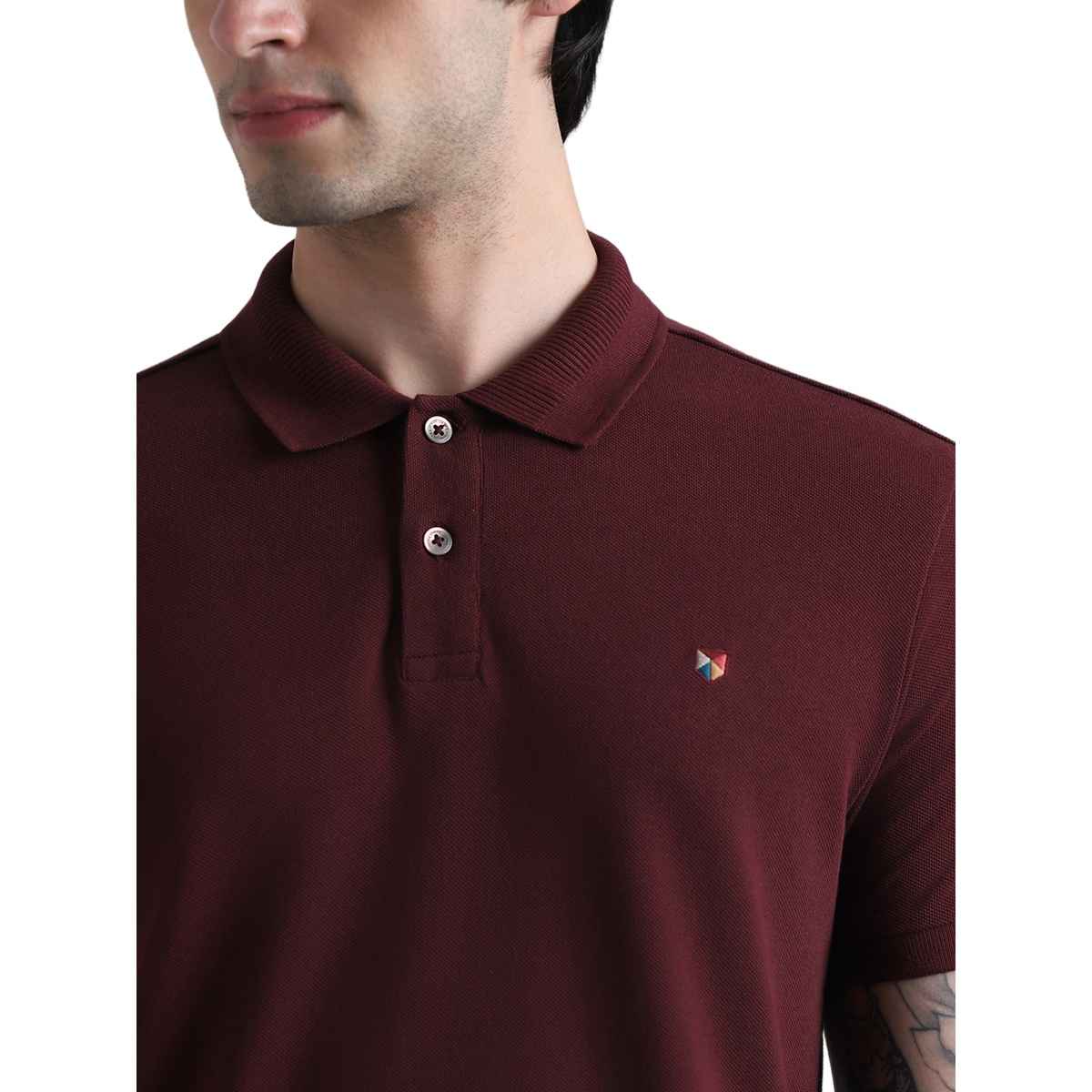 JACK & JONES Men's Knitted Polo T-shirt | Burgundy - S