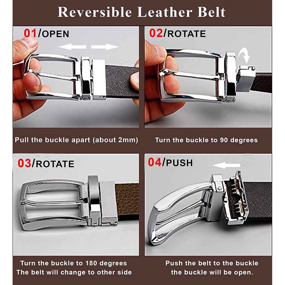 Wildhorn Men's Textured Genuine Leather Reversible Belt | Black and Brown - Free Size