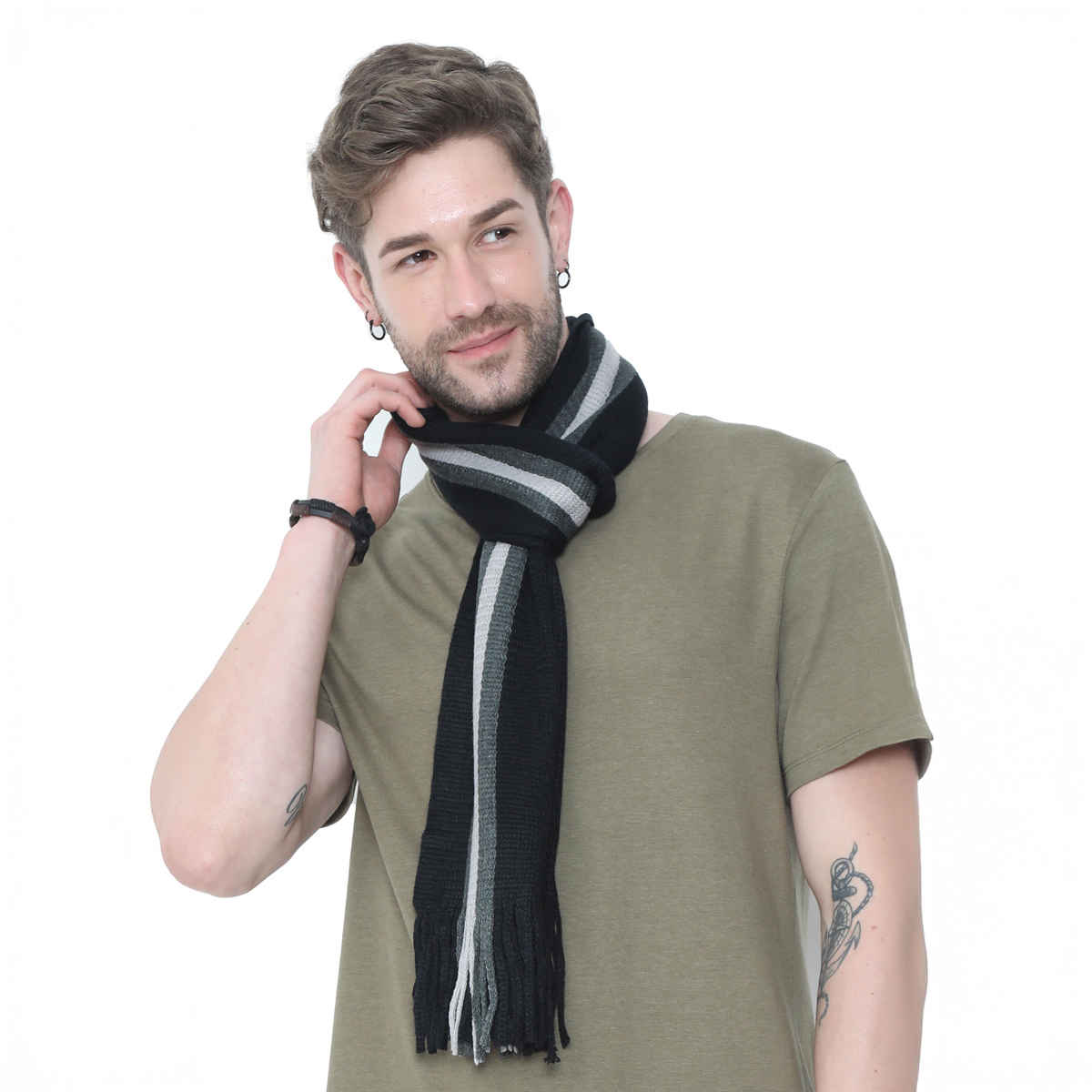 Fabseasons Unisex Acrylic Wool Muffler | Black - One Size