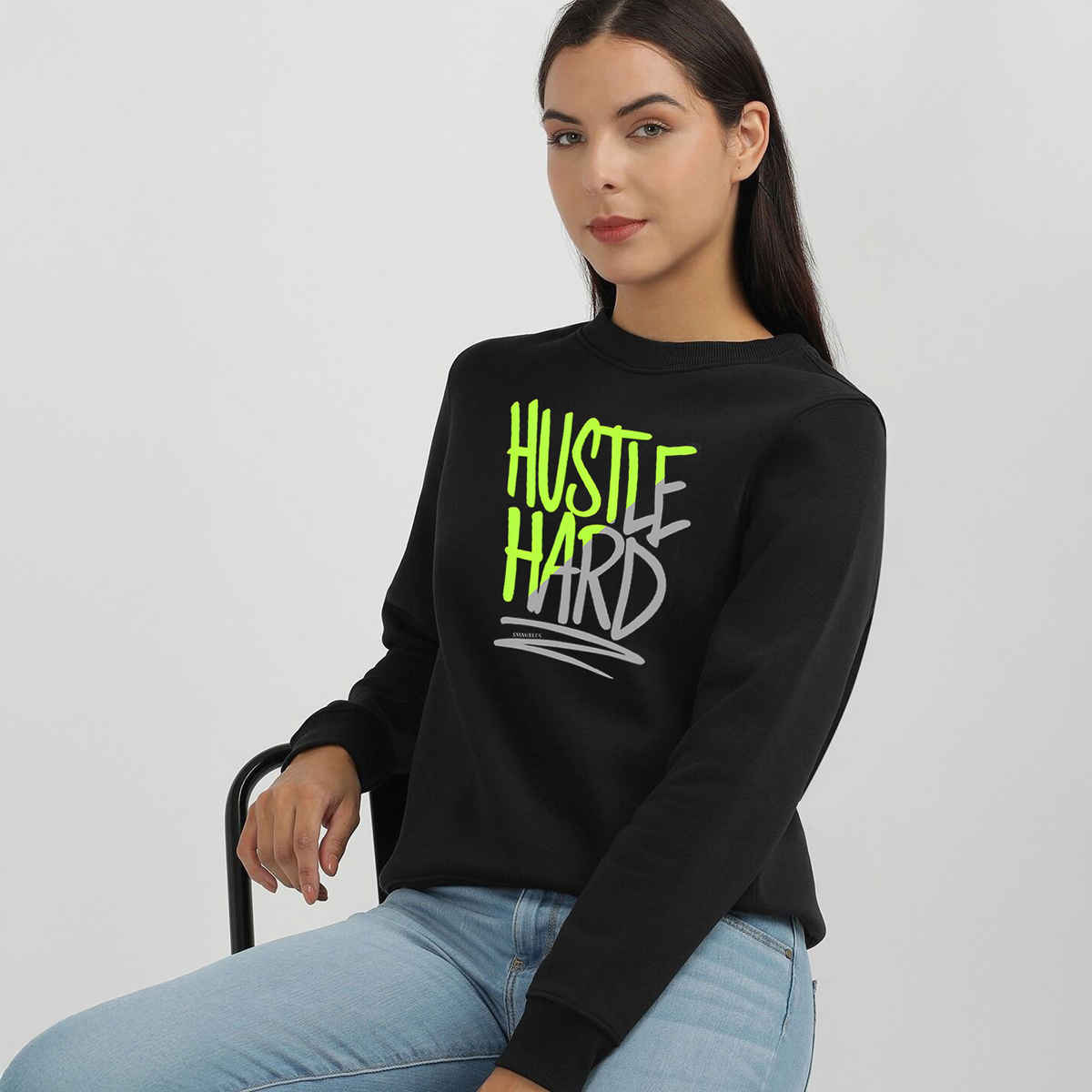 Smartees Women's Sweatshirt | SS RN HustleHard | Black - L