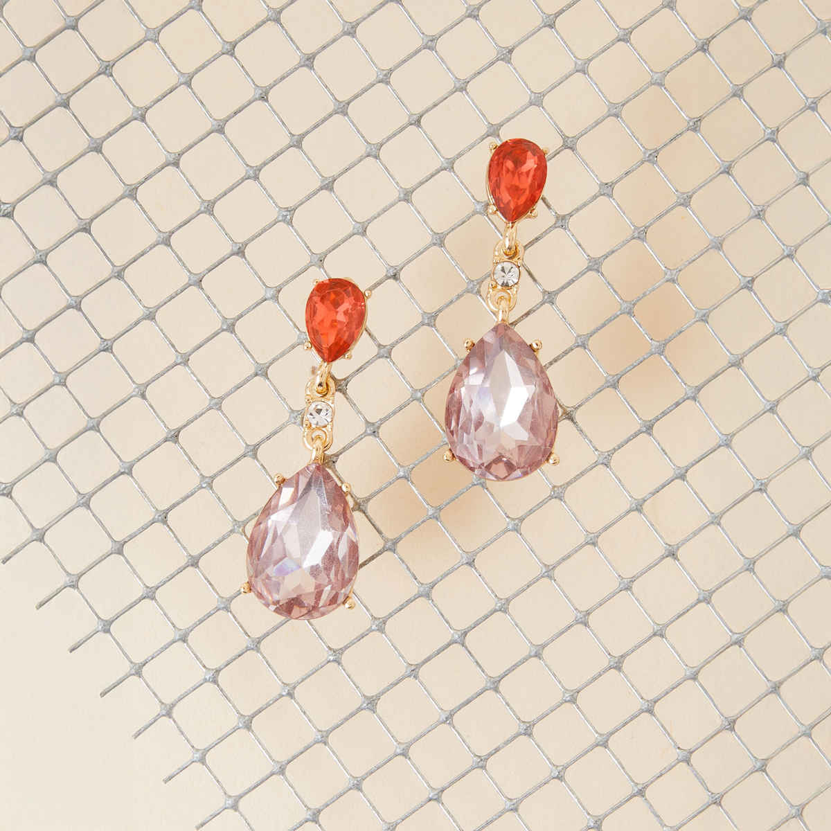 Accessorize London Women's Orange Teardrop Large Gem Short Drop Earring - Orange