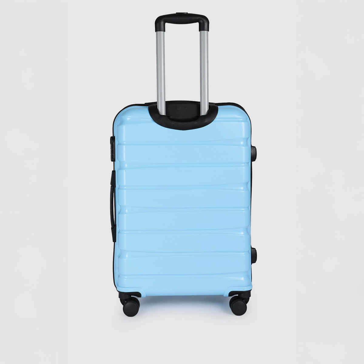 Teakwood Textured Polycarbonate 32.2 L Retractable Hard Luggage Trolley Bag | Blue - S and M