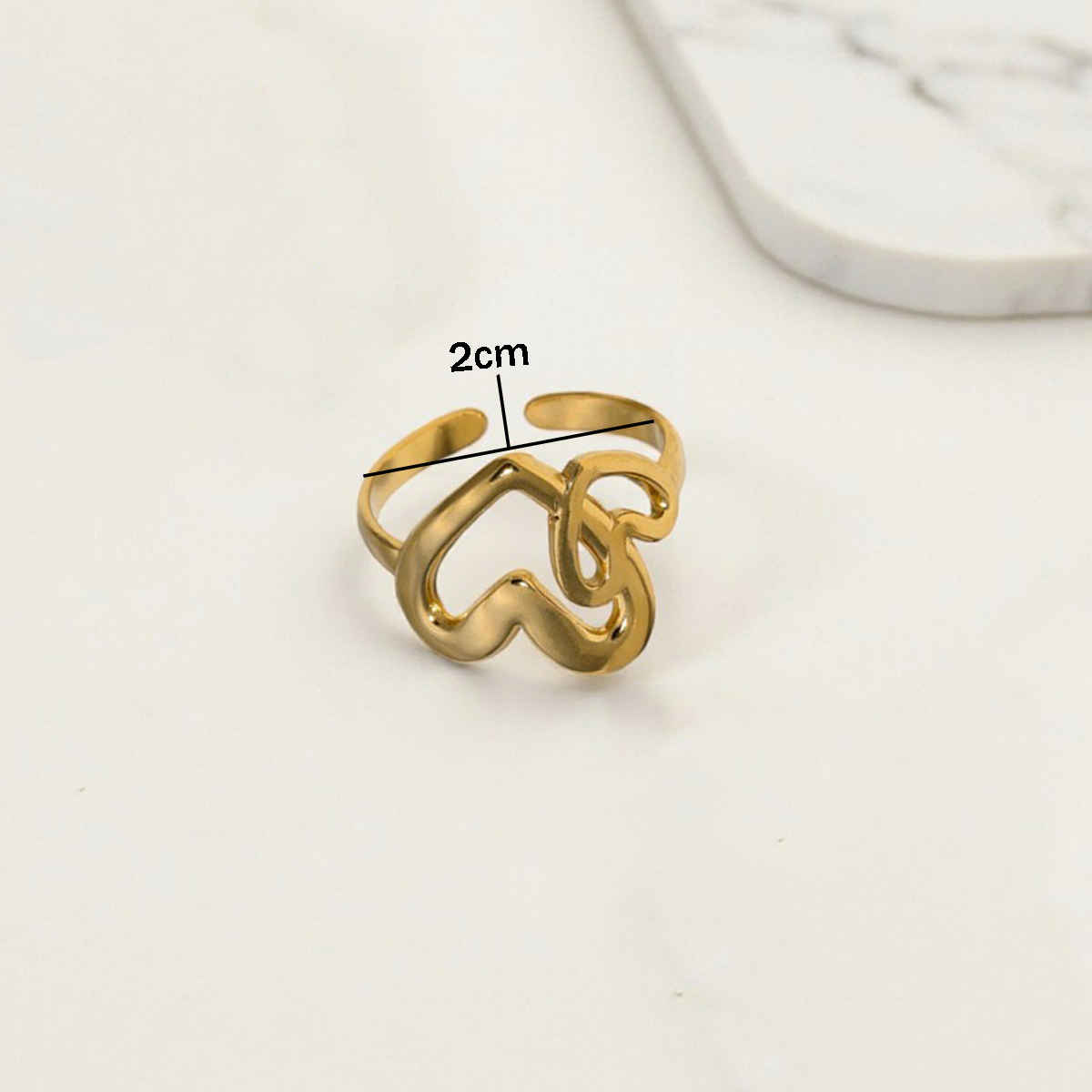 Label She Gold-Plated Stainless Steel Heart Themed Adjustable Ring | LS-RNG-72207
