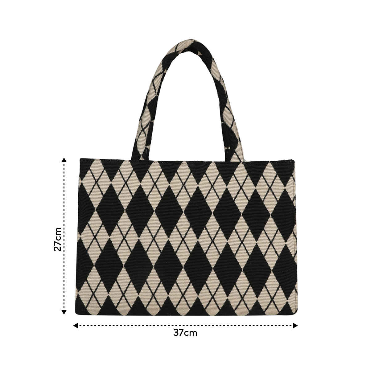 Mini Wesst Women's Synthetic Leather 13 L Double Handle Tote Bag | Black and Cream - Standard