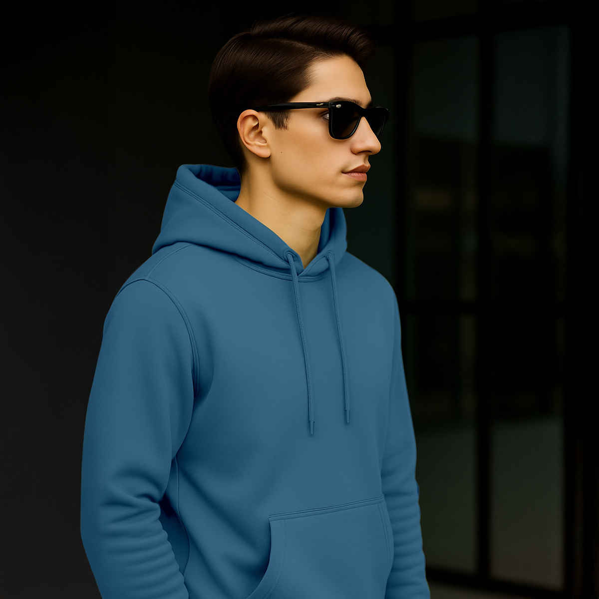 Ftx Men's Solid Regular Fit Full Sleeve Hoodie |Kangaroo Pocket Fleece Sweatshirt |Ice Blue-2XL