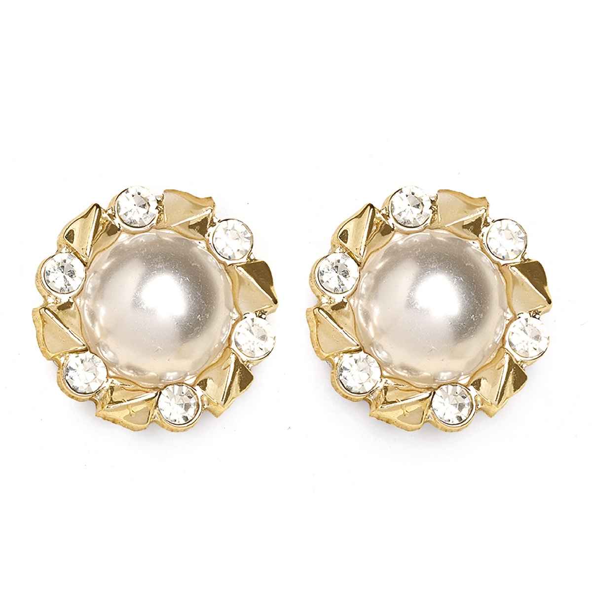 Karatcart Women's Stud Earrings White and Gold One Size | 33038366