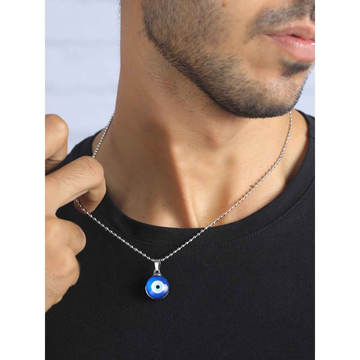 Priyaasi Bold By Priyaasi Blue Evil Eye Link Chain Necklace For Men (Bd-Ch-10032)