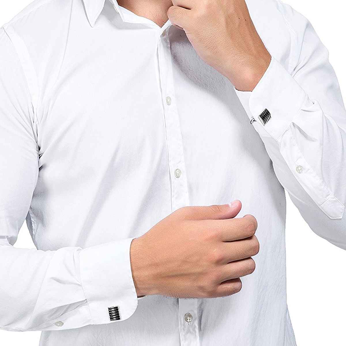 Peora Unique Black Stripes Shirt Cufflinks for Men Business Corporate Wedding Gift