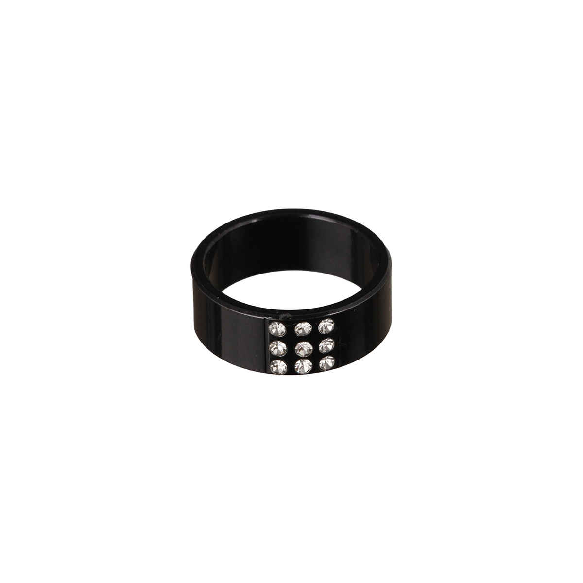 Priyaasi Bold By Priyaasi Black Ad Studded Band Style Ring For Men (Bd-Rng-30010)