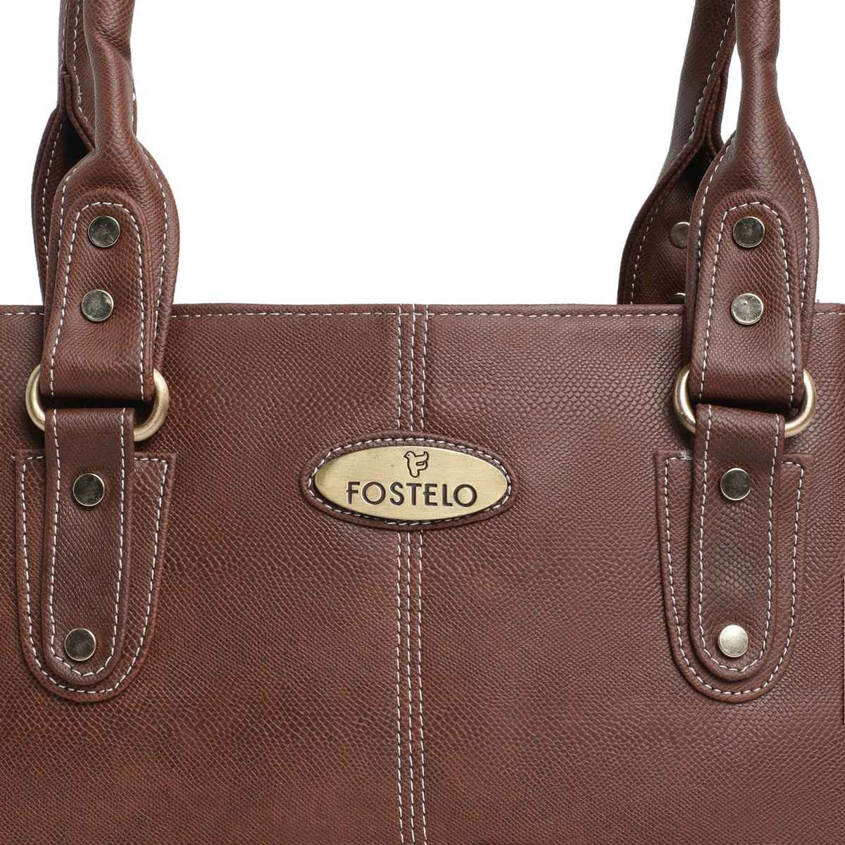 Fostelo Women's Vegan Leather Birdie Handbags Shoulder Hobo Bag Ladies Purse | Brown | Large