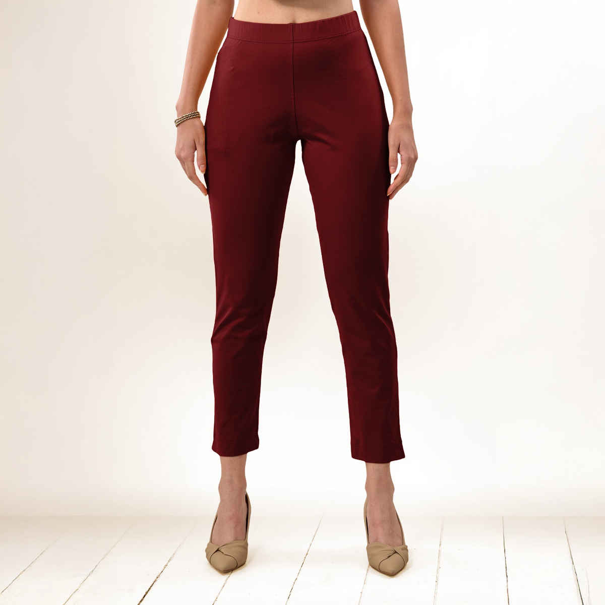 Lyra Women's Straight Pant Premium | Maroon - S