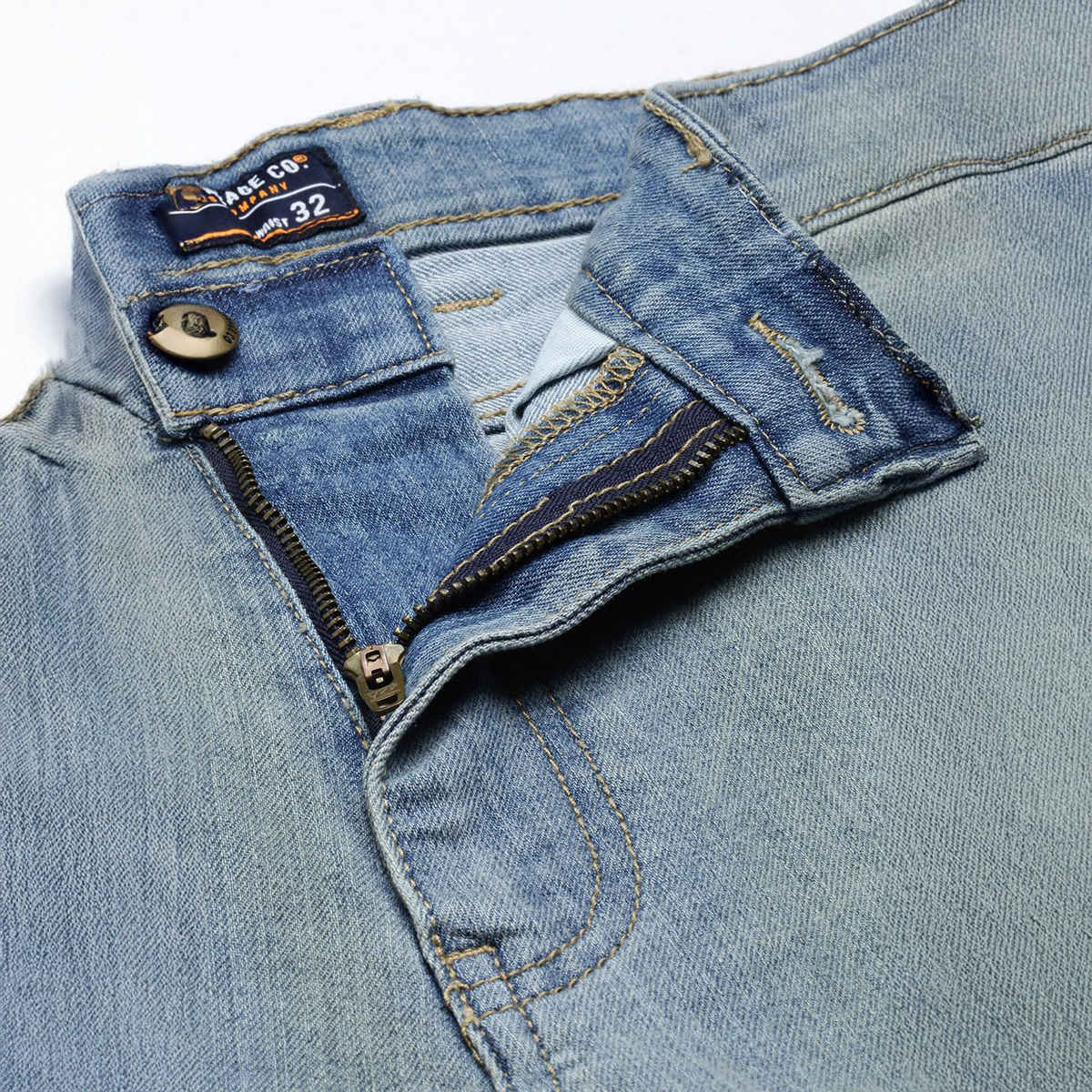 The Indian Garage Co Men's Slim Fit Solid Casual Shorts | Blue - 28