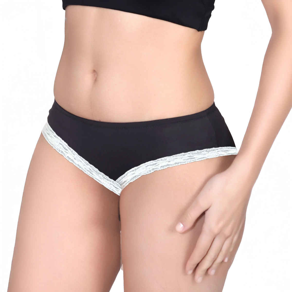 D'chica Thong Panty - Sexy Comfortable Lace Lingerie for Everyday Wear - Black | S