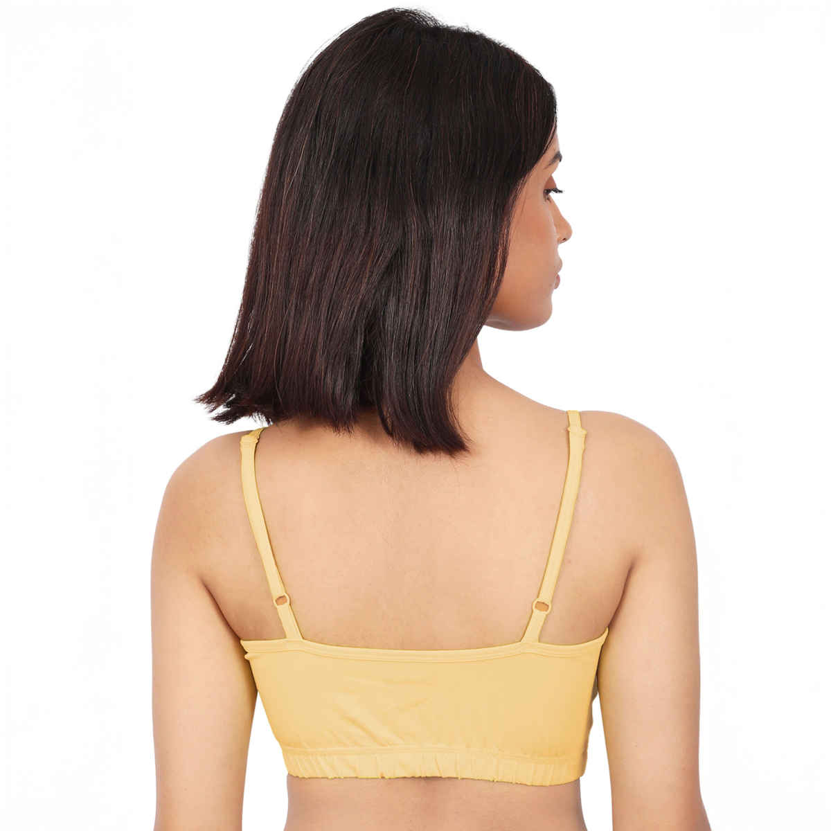 D'Chica Thin Strap Sports Bra For Women's | Double Layered Full Coverage Bra | Skin | L