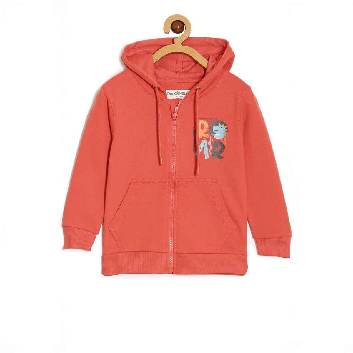 The Mom Store Boys Hear The Dino Roar Zipper Hoodie | Kww-An-Hrzh | Red | 3-4 Years