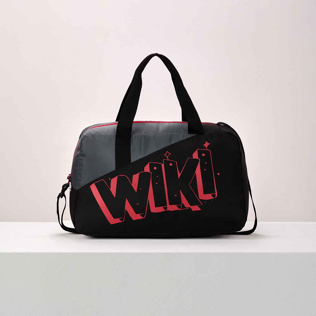 Wildcraft Unisex Color Block Polyester Duffel Bag | Black and Grey - 22 cm