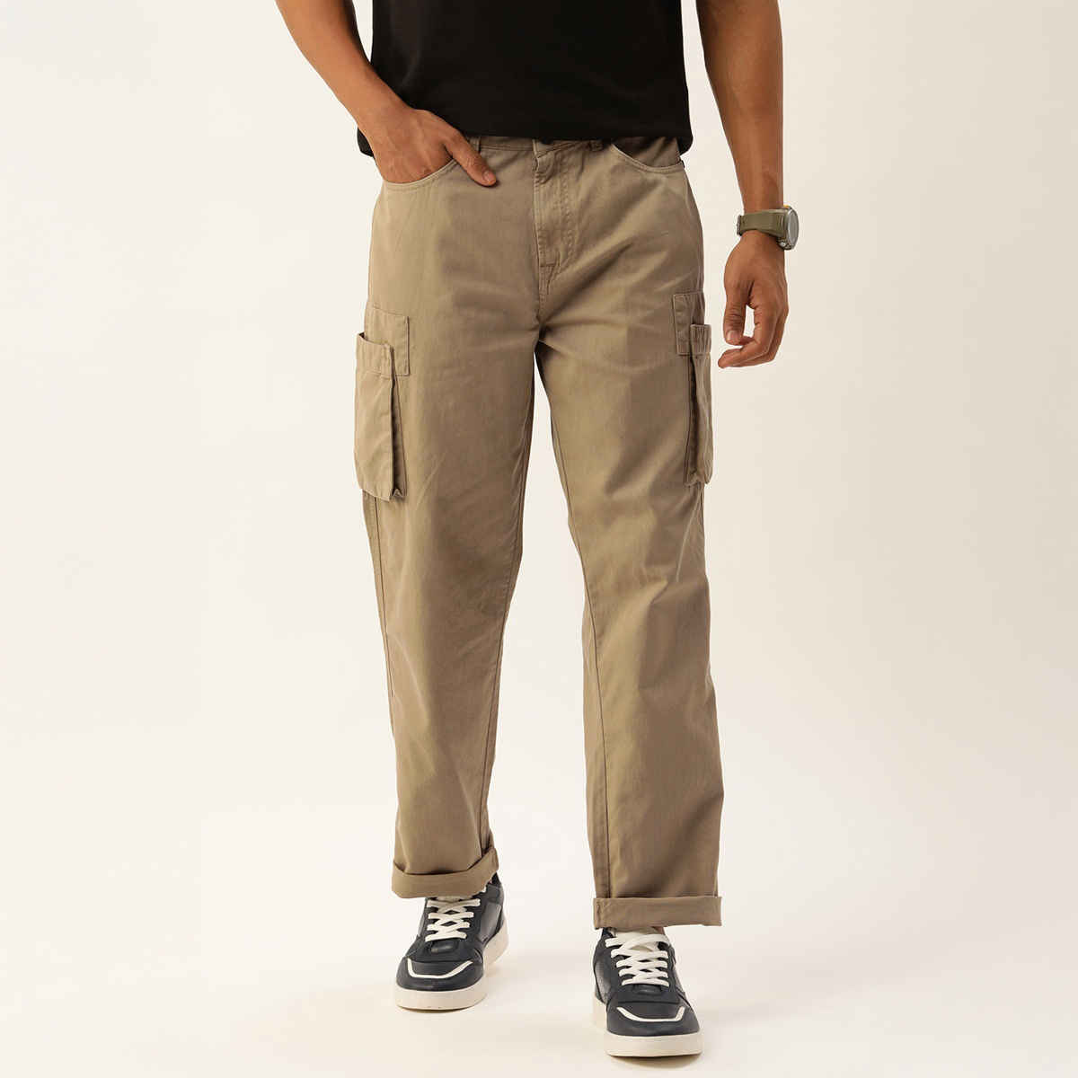 Bene Kleed Men's Straight Fit Cargo Trousers | Beige - 30