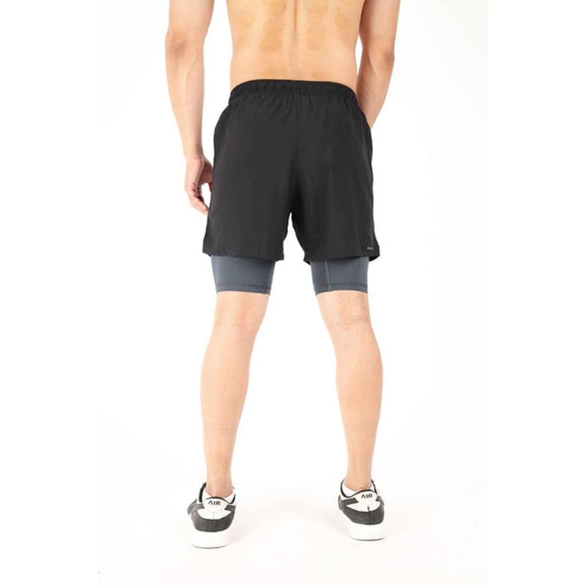 Fuaark Men's 2 in 1 5 Inch Compression Shorts | Black - M
