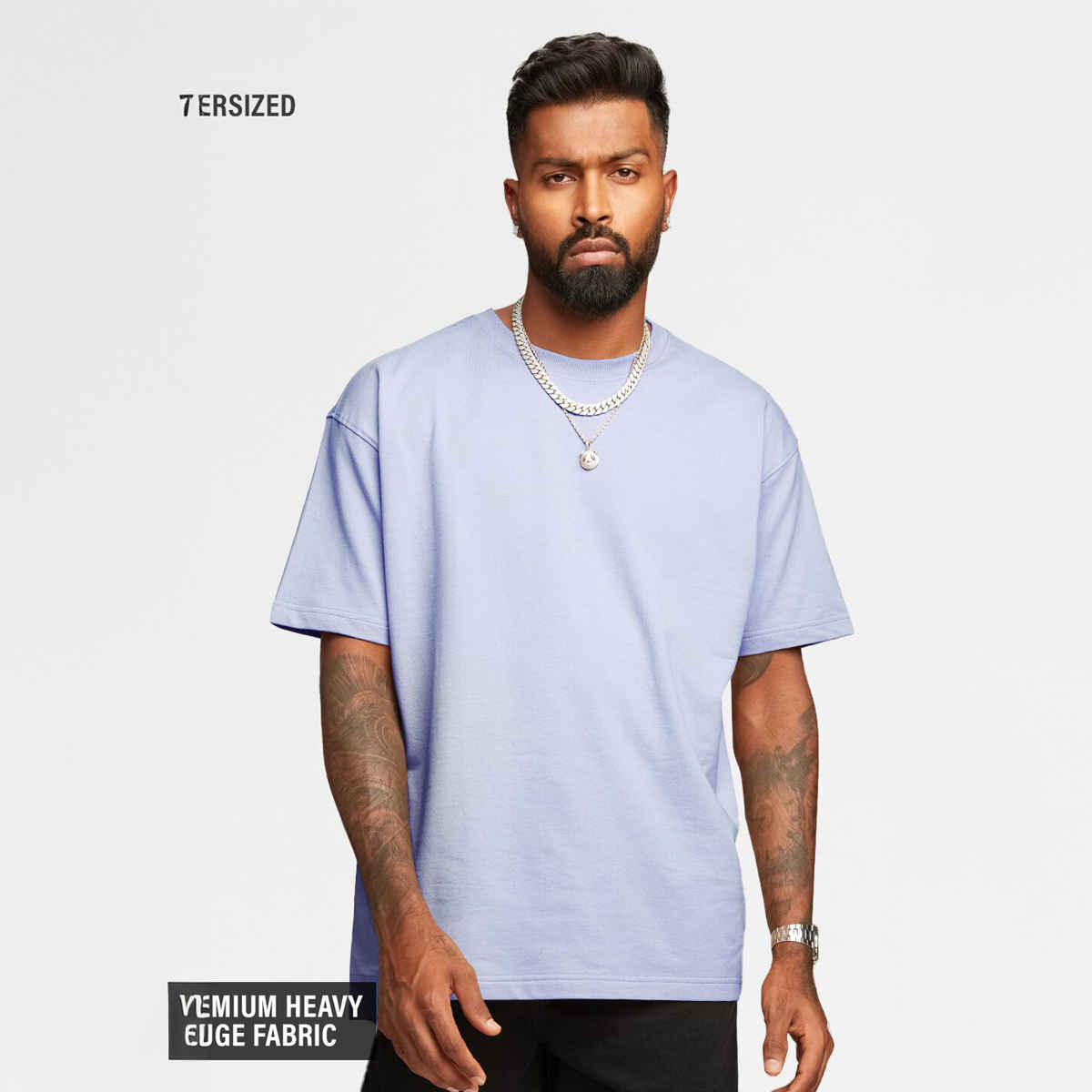 The Souled Store Men's Solids Light Lavender Oversized T-shirt | Purple - L