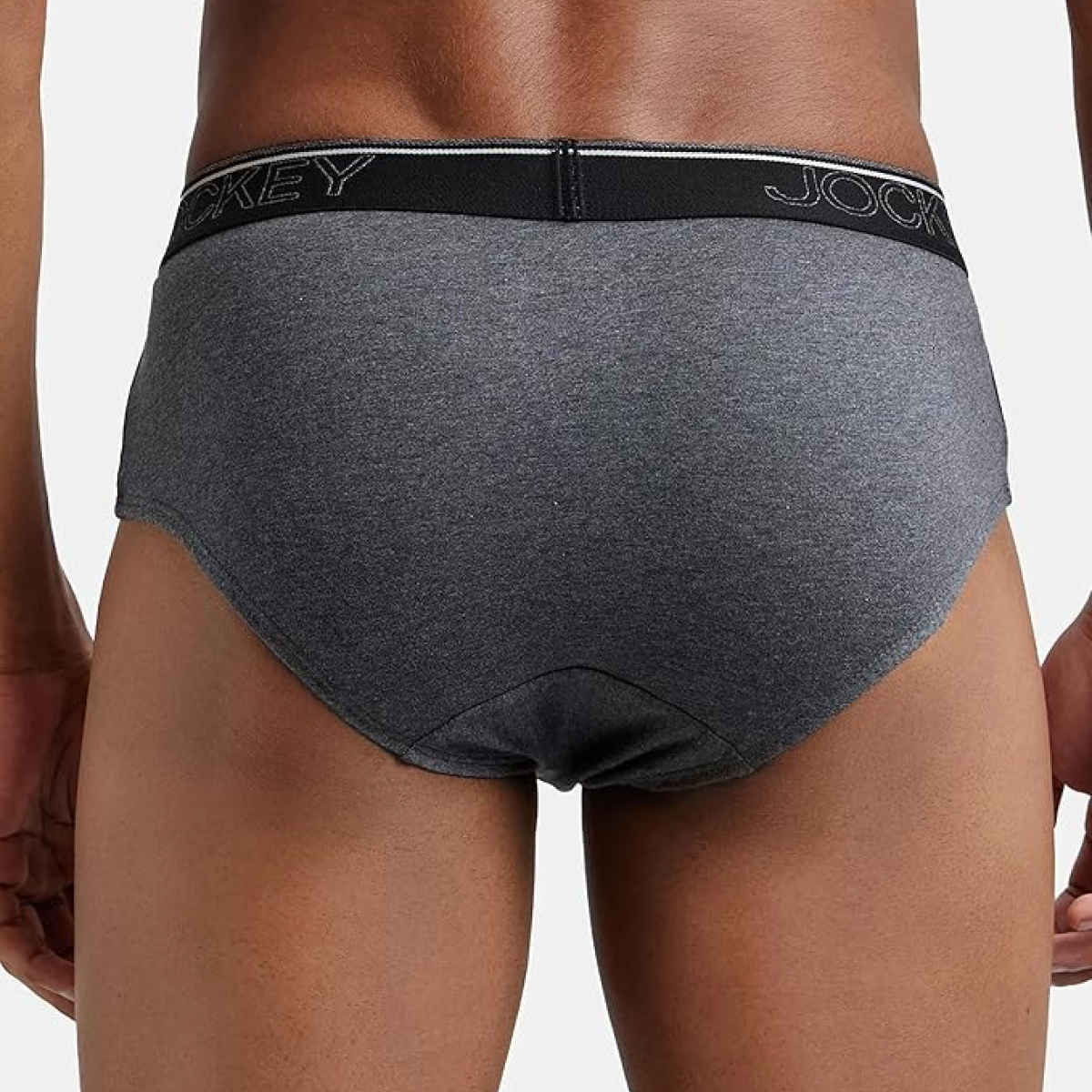 Jockey 8037 Men's Super Combed Cotton Underwear Solid Brief|Ultrasoft Waistband | Grey-L