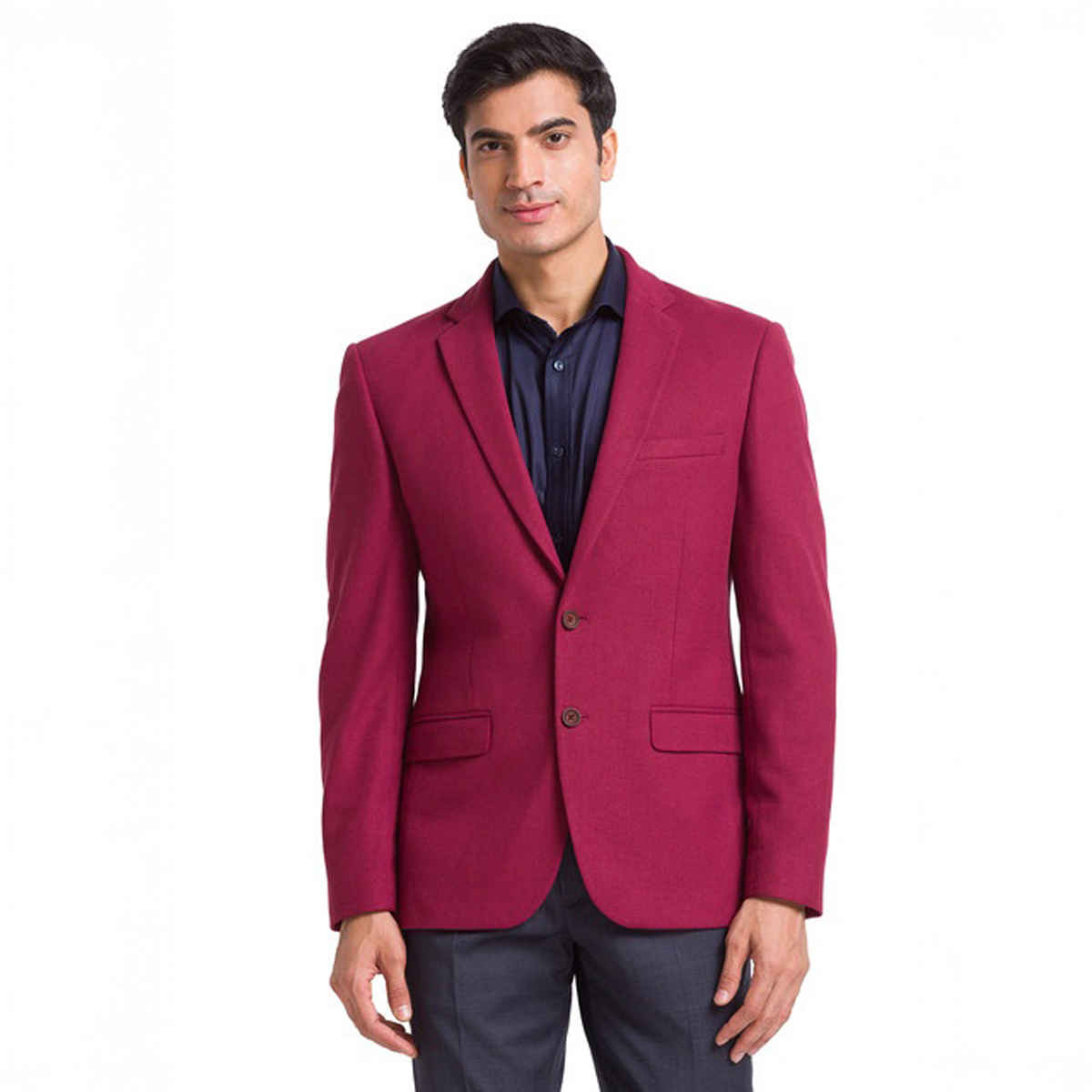 Park Avenue Men's Red Active Fit Terylene Rayon Structure Pattern Notch Lapel Formal Jacket L