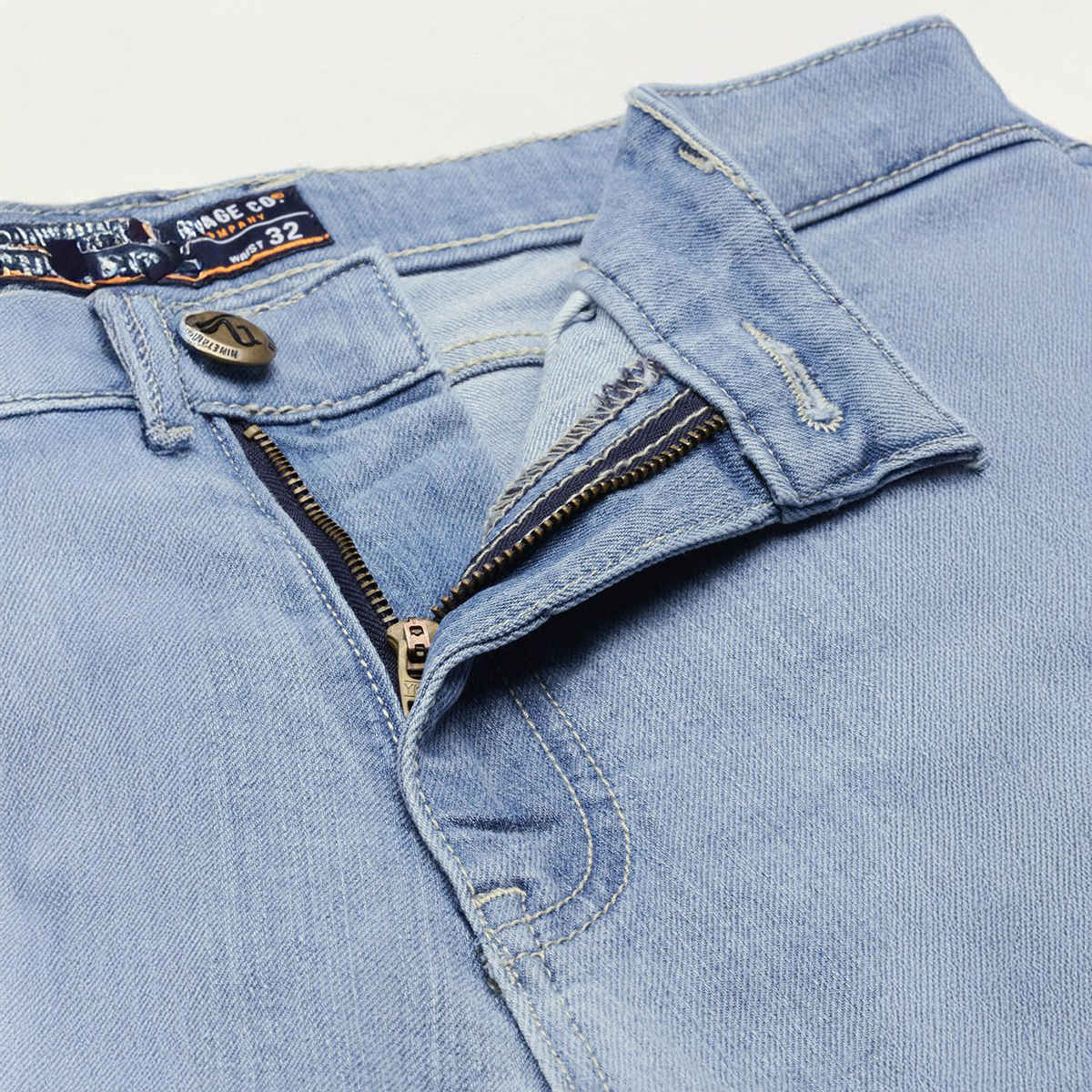 The Indian Garage Co Men | Slim Fit Solid Casual Denim | Ss Blue | 36