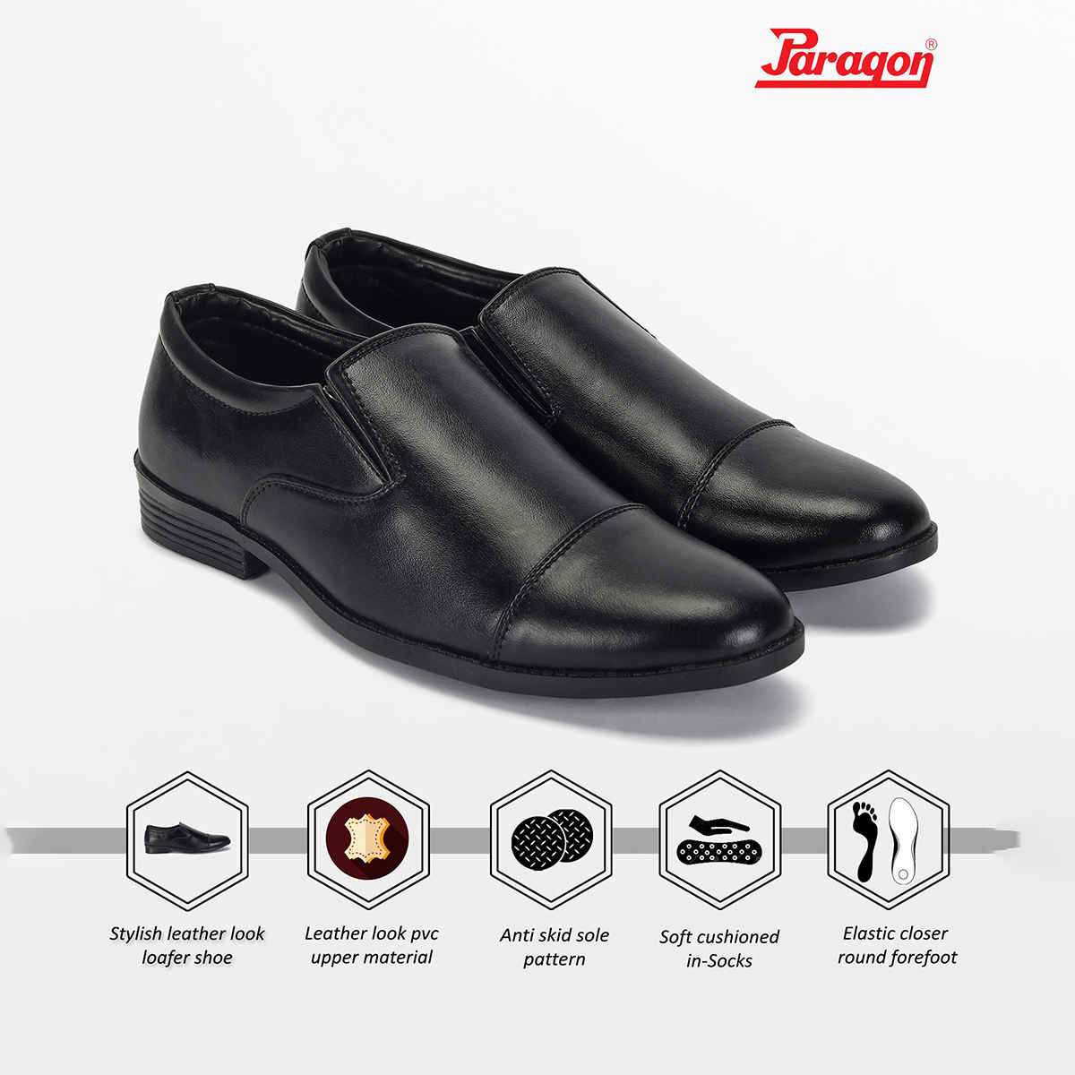 Paragon Men's Black Pvc Formal Shoes K11241G UK 8