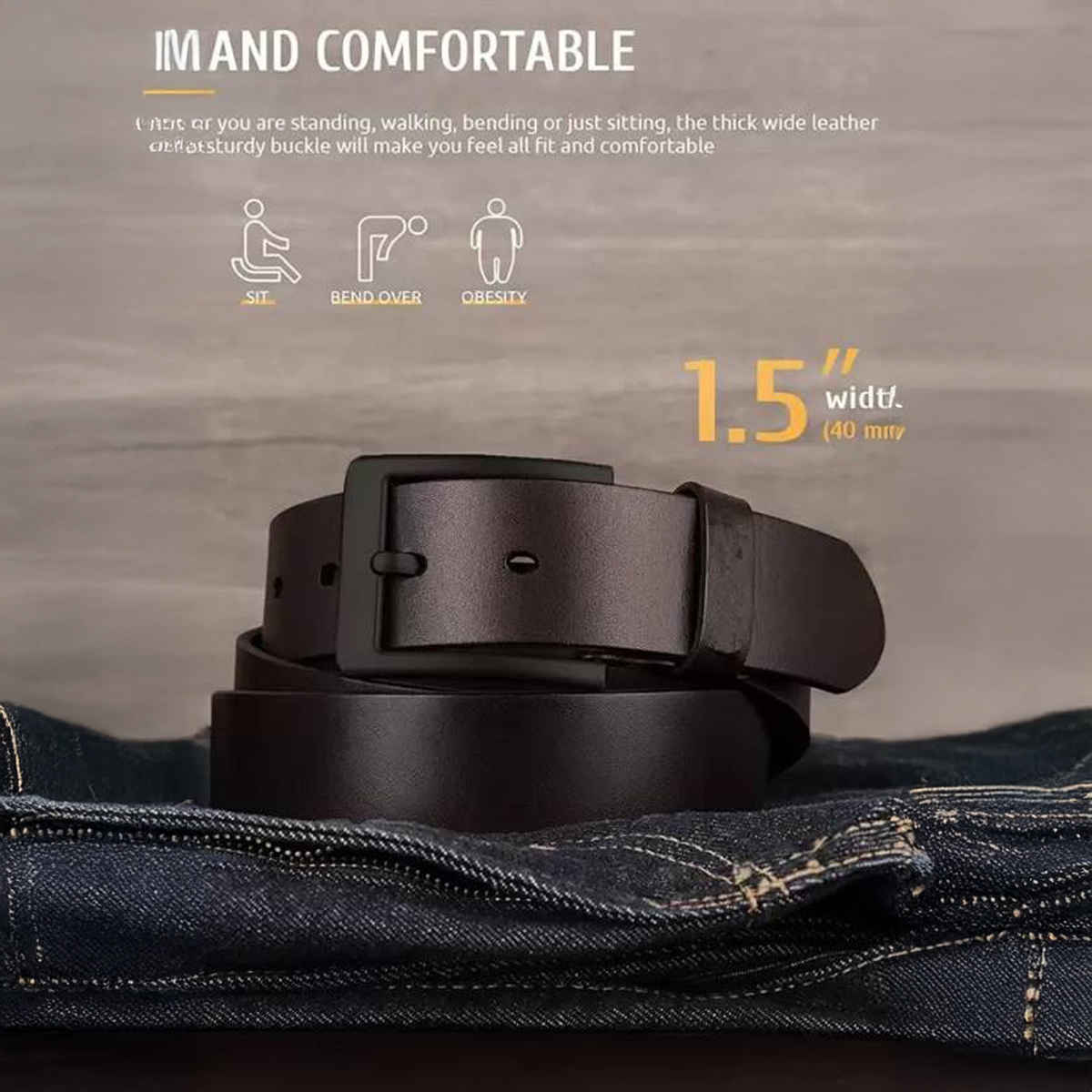 Kaezri Genuine Leather Brown Belt for Men With Bl. Buckle | Katabrbbd - 38