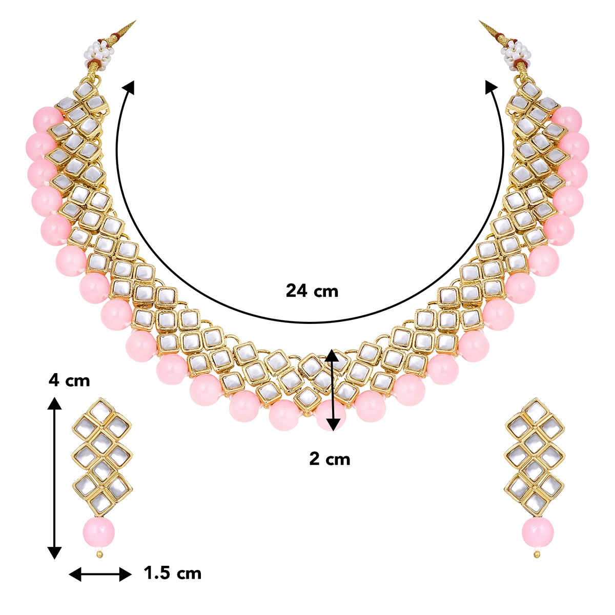 Peora Gold Plated Kundan Pearl Bridal Choker Necklace Jewellery Set With Dangle Earrings For Women